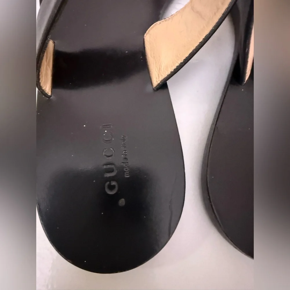 Gucci Black and Gold Sandals - Picture 6 of 16